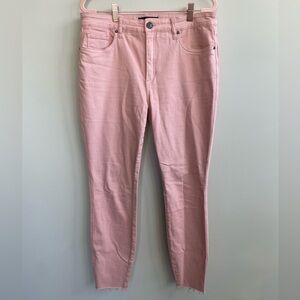 Kut From The Kloth Connie High Rise Fab Ab Ankle Skinny in Pastel Pink Raw Hem